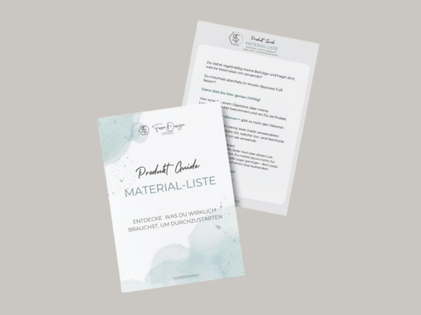 Material Guide PDF als Ausdruck auf neutralem Hintergrund